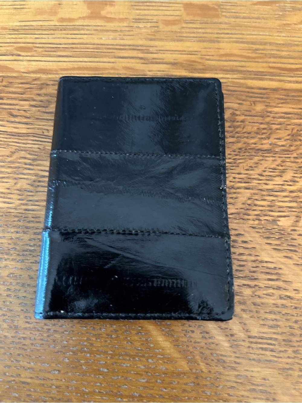 Sleek Black Eel Skin Card Wallet - Men's Accessory 4" x 3"